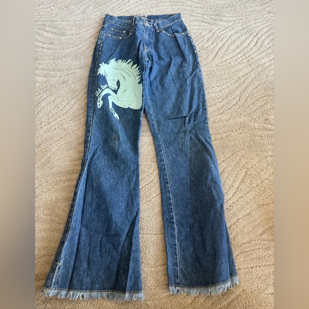 Limited Too Blue Flare Jeans with Horse Design